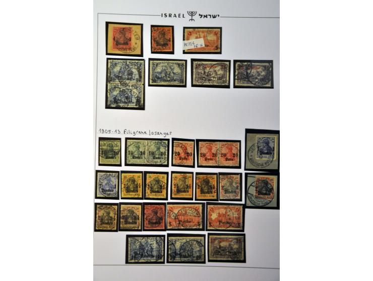 Palestina uitgebreide stempel collectie Jaffa en Jeruzalem met veel betere ex. (w.b. Mi. 23 I/ III met certificaat Lantelme 2