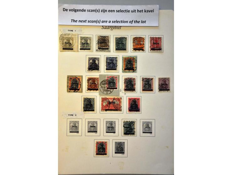 en Saarland collectie gestempeld 1920-1959 deels gespecialiseerd w.b. betere ex., plaatfouten etc. in Borek album