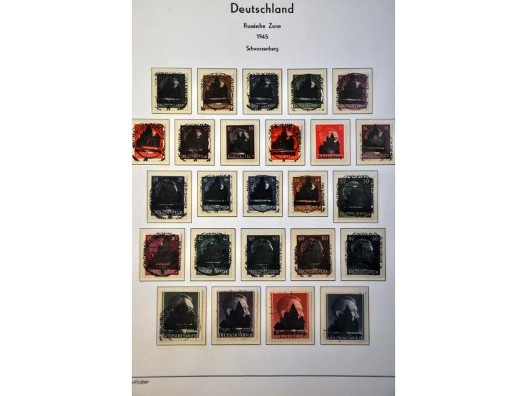 collectie met o.a. Sachsische Schwarzungen, Geallieerde Zones etc. in album en insteekboek