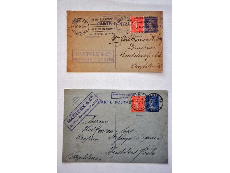stempels Parijs, collectie vanaf ca. 1900 w.b. poststukken in 12 banden. Tevens iets literatuur
