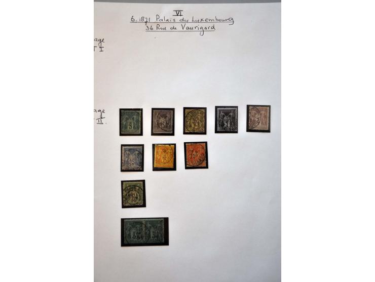 stempels Parijs, collectie vanaf ca. 1900 w.b. poststukken in 12 banden. Tevens iets literatuur