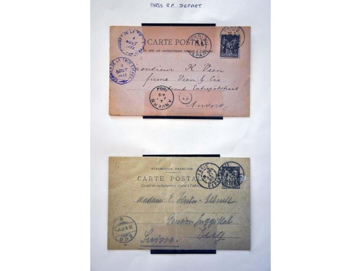 stempels Parijs, collectie vanaf ca. 1900 w.b. poststukken in 12 banden. Tevens iets literatuur