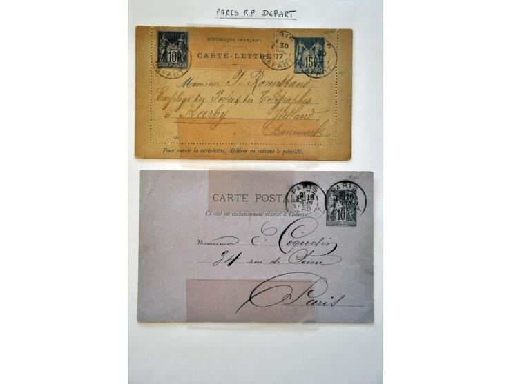 stempels Parijs, collectie vanaf ca. 1900 w.b. poststukken in 12 banden. Tevens iets literatuur