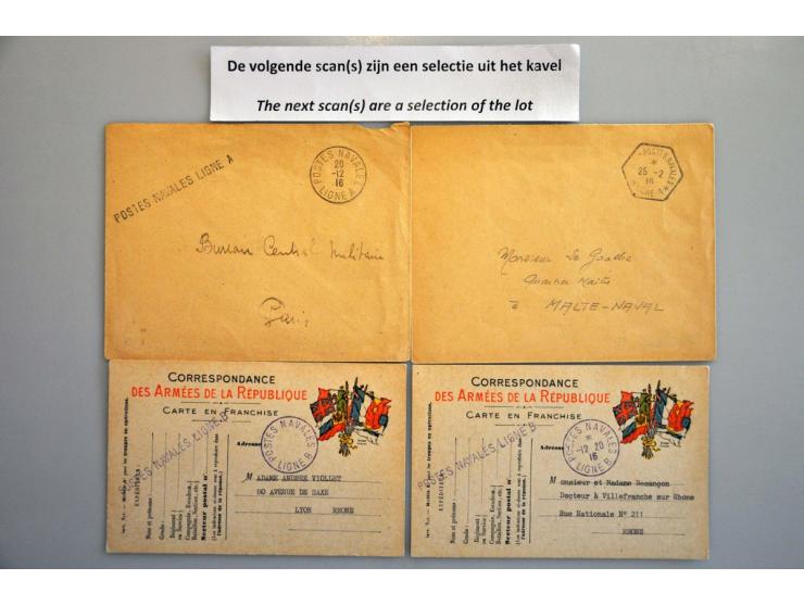 scheepspost, uitgebreide collectie poststukken en prentbriefkaarten ca. 1900-1920 van met name de Franse Marine in het Oostel
