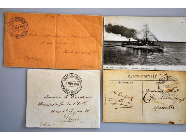 scheepspost, uitgebreide collectie poststukken en prentbriefkaarten ca. 1900-1920 van met name de Franse Marine in het Oostel