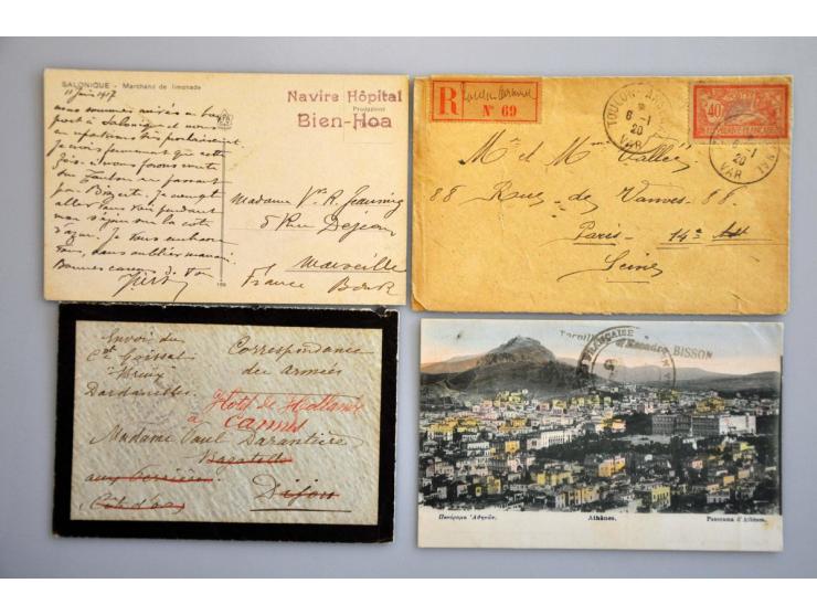 scheepspost, uitgebreide collectie poststukken en prentbriefkaarten ca. 1900-1920 van met name de Franse Marine in het Oostel