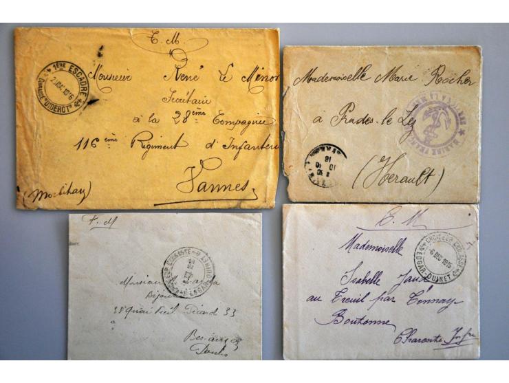 scheepspost, uitgebreide collectie poststukken en prentbriefkaarten ca. 1900-1920 van met name de Franse Marine in het Oostel