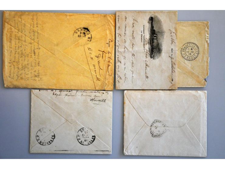 scheepspost, uitgebreide collectie poststukken en prentbriefkaarten ca. 1900-1920 van met name de Franse Marine in het Oostel