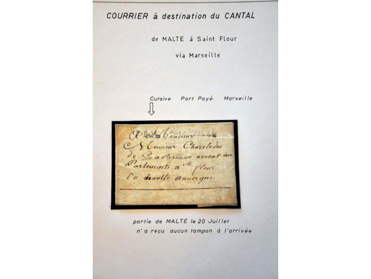 44 poststukken 1767-ca.1945 naar de Cantal w.b. gefrankeerde kranten, aangetekend, chargé brieven (w.b. fr.2,15 frankering), 