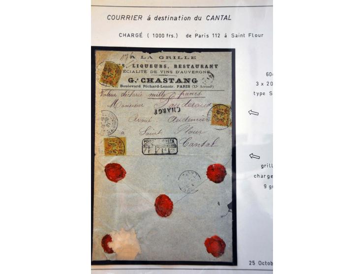 44 poststukken 1767-ca.1945 naar de Cantal w.b. gefrankeerde kranten, aangetekend, chargé brieven (w.b. fr.2,15 frankering), 