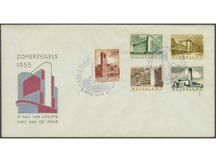 Fdc E21 zomerzegels 1955, stempel variëteit zonder jaartal. onbeschreven pracht ex., cat.w. -.- (met adres 750), certificaat 