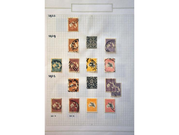 collectie gestempeld 1912-1990 met veel kangaroos en George V in blanco Zonnebloem album