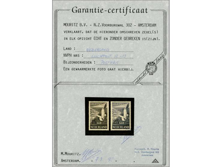 Meeuwen 15 en 25 gulden met certificaat Mouritz 1995, cat.w. 600