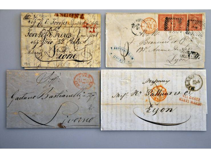 tot ca. 1875, ca. 200 poststukken w.b. voorfilatelie, buitenlandse bestemmingen, iets oude staten, betere frankeringen etc. i