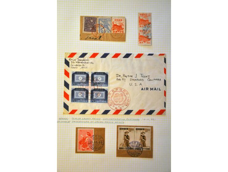 post(waarde)stukken deels briefvoorzijdes (partly fronts) met betere ex. w.b. seapost, gemengde frankeringen etc. in blanco a