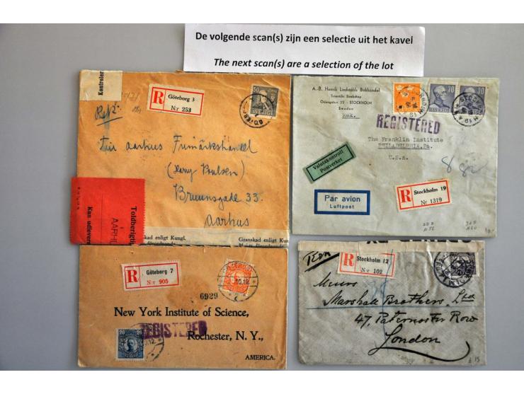 ca. 200 post(waarde)stukken w.b. aangetekend, censuur, veldpost, vroege fdc's etc. in doosje