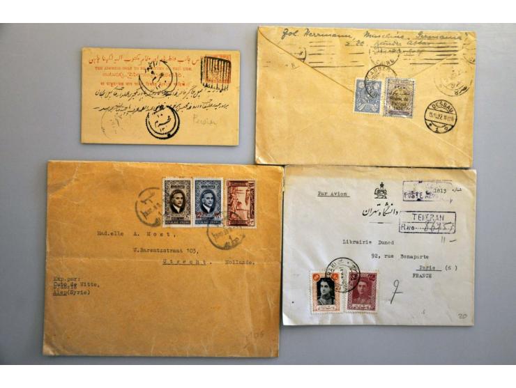 ca. 500 oude(re) poststukken w.b. Iran, Israël, Palestina, Perzië, Thailand, Engelse en Franse gebieden, veel Tweede Wereldoo