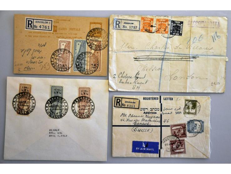 ca. 500 oude(re) poststukken w.b. Iran, Israël, Palestina, Perzië, Thailand, Engelse en Franse gebieden, veel Tweede Wereldoo