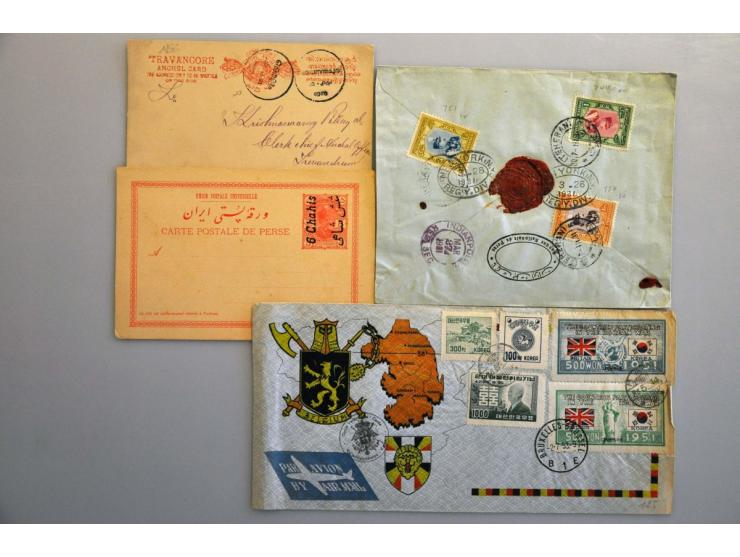 ca. 500 oude(re) poststukken w.b. Iran, Israël, Palestina, Perzië, Thailand, Engelse en Franse gebieden, veel Tweede Wereldoo