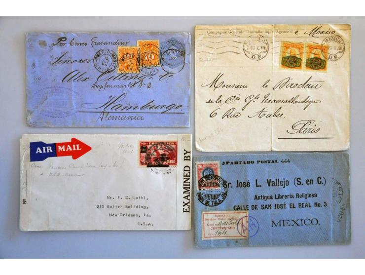 post(waarde)stukken, ca. 500 ex. w.b. veel beter materiaal, censuur, luchtpost etc. in doos