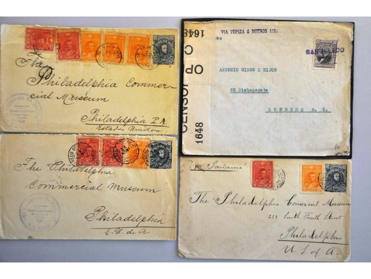 collectie post(waarde)stukken w.b. luchtpost ongeveer 150 stuks in doos
