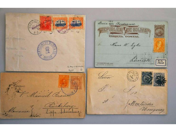 collectie post(waarde)stukken w.b. luchtpost ongeveer 150 stuks in doos