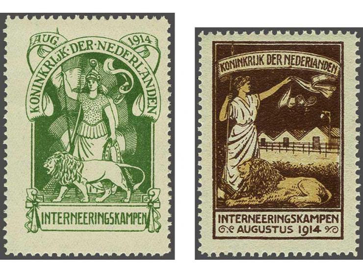 Nederlandse Maagd in groen en bruin, nr. IN1 gomkreukje, cat. w. 650