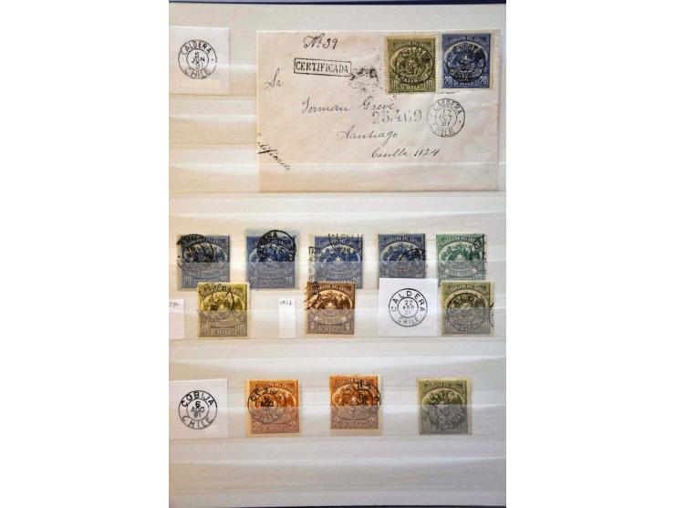 telegraph stamps issue of 1891, cancellation-collection of postally used stamps during the Civil War in Northern Chile includ