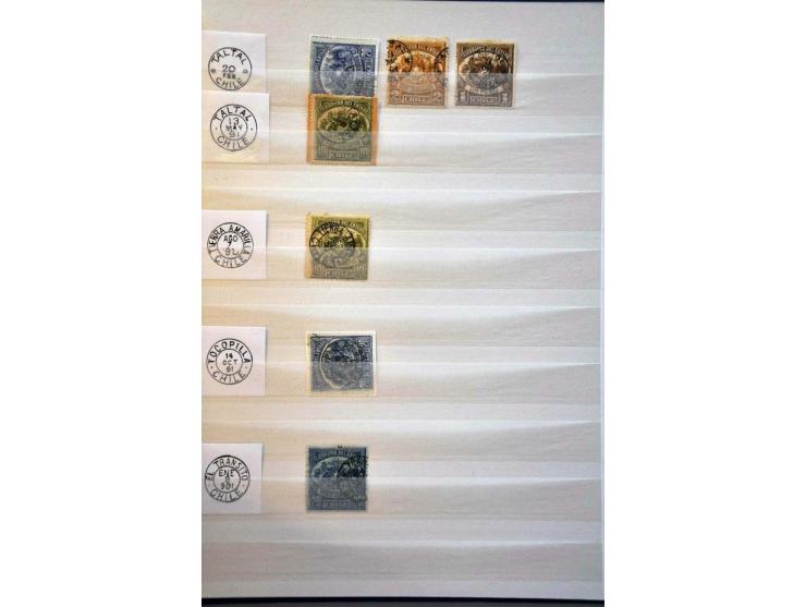 telegraph stamps issue of 1891, cancellation-collection of postally used stamps during the Civil War in Northern Chile includ