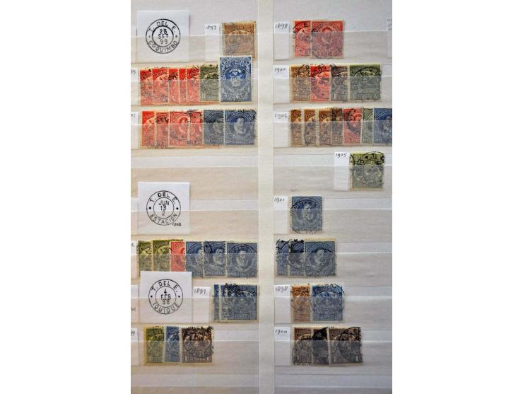telegraph-stamps issues of 1893-1902, collection of postally used stamps arranged in alphabetical order in stockbook