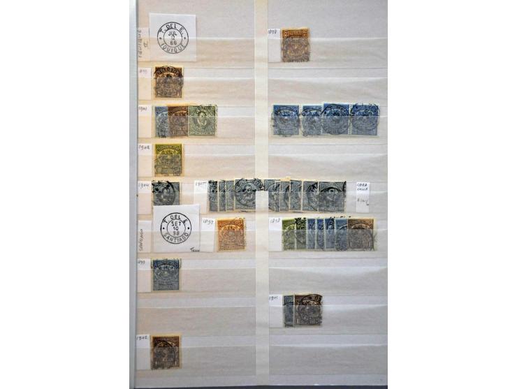 telegraph-stamps issues of 1893-1902, collection of postally used stamps arranged in alphabetical order in stockbook