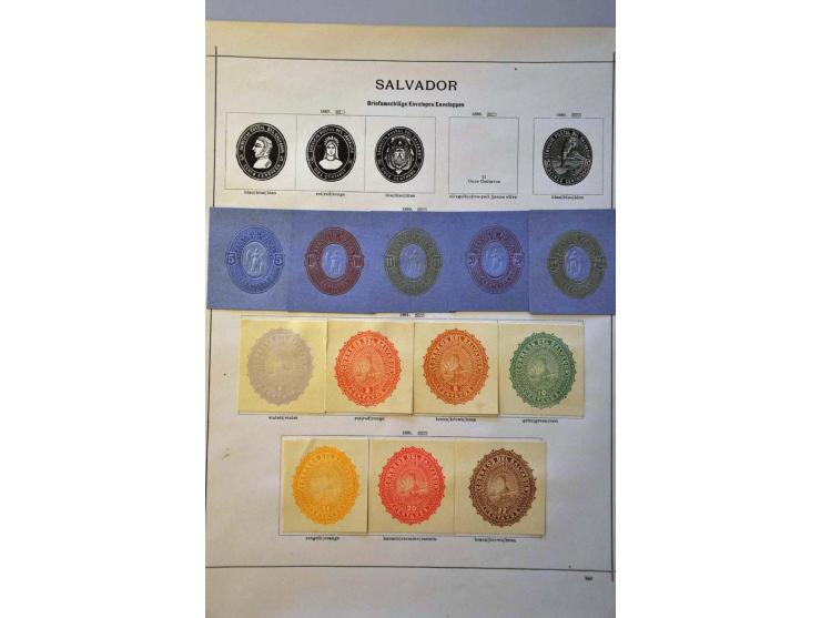 collectie uitknipsels postwaardestukken gebruikt en ongebruikt in Schaubek album