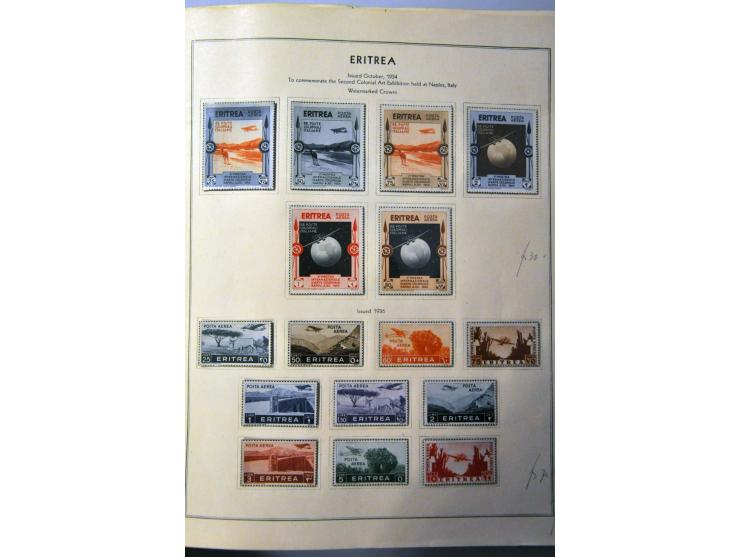 w.b. Italiaanse koloniën, Franse gebieden, USA etc. met betere ex. en series in 2 albums en 2 insteekboeken