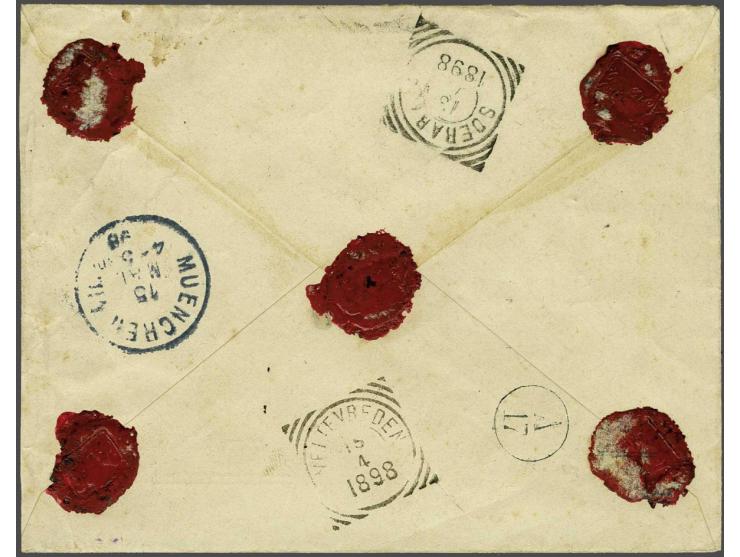 12½ cent grijs tanding 12½ kleine gaten (2x), Cijfer 2½ cent oranjegeel tanding 12½ x 12 in paar en Hangend Haar 30 cent lich