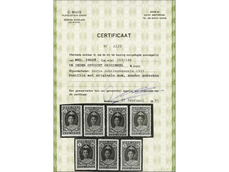Jubileum 5 cent blauwgroen t/m 5 gulden bruin met certificaat Muis 1991, cat.w. 500