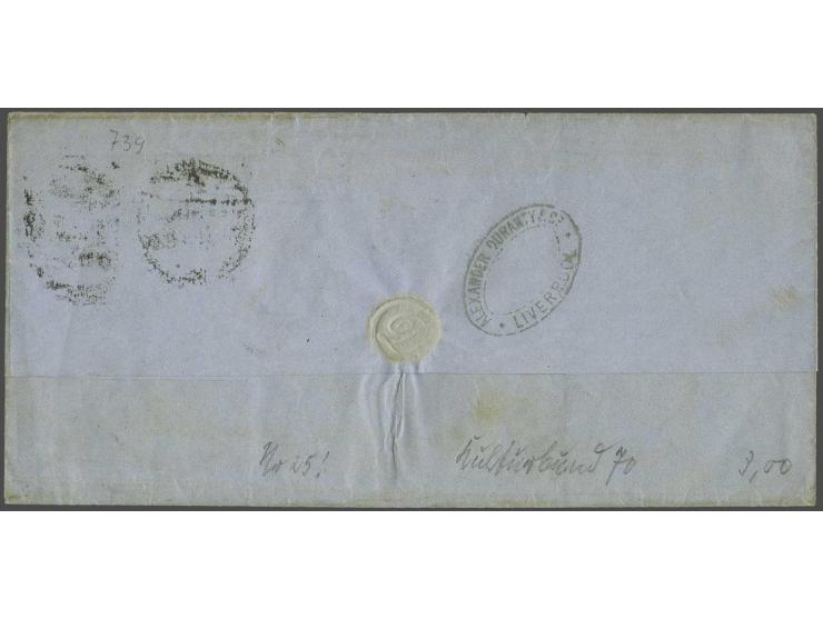 Incoming mail, Curaçao 10-12-1865 rood rondstempel als aankomststempel op omslag uit Liverpool Engeland gefrankeerd met 6d. l
