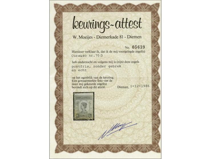 Wilhelmina 2½ gulden karmijn tanding 12½ met certificaat Moeijes 1986, cat.w. 425