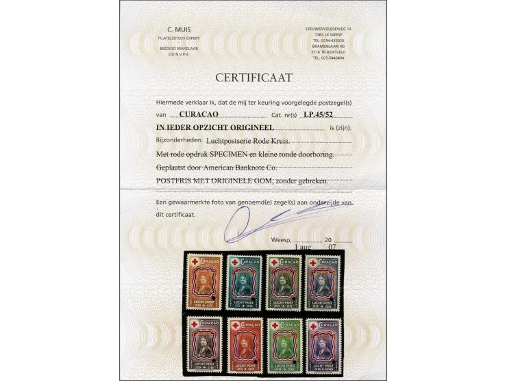 Prinses Juliana 10 t/m 50 cent met Specimen opdruk en gatdoorboring, afkomstig uit het archief van de American Banknote Compa