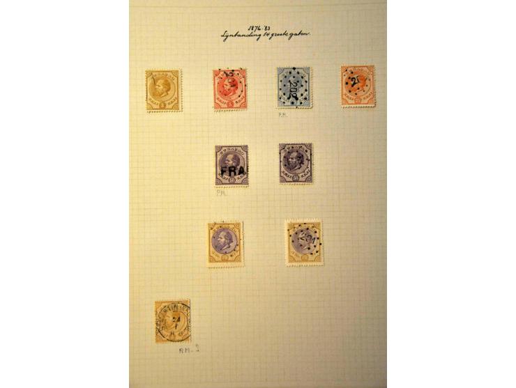 emissie 1873, tandingcollectie gebruikt w.b. betere ex., stempels en 3 poststukken