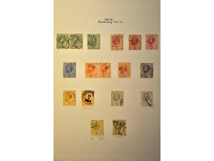 emissie 1873, tandingcollectie gebruikt w.b. betere ex., stempels en 3 poststukken