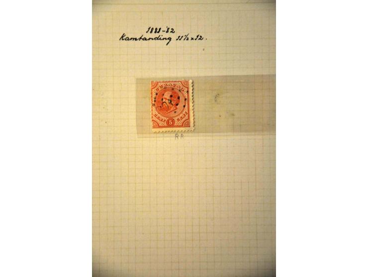 emissie 1873, tandingcollectie gebruikt w.b. betere ex., stempels en 3 poststukken