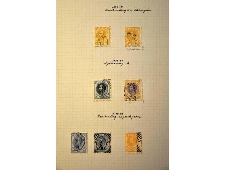 emissie 1873, tandingcollectie gebruikt w.b. betere ex., stempels en 3 poststukken