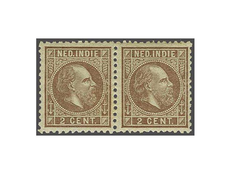 2 cent lilabruin in gecombineerd tandingpaar 11½ x 12 en 12½ x 12, pracht ex. met certificaat Vleeming 2017, cat.w. 1500, Sch