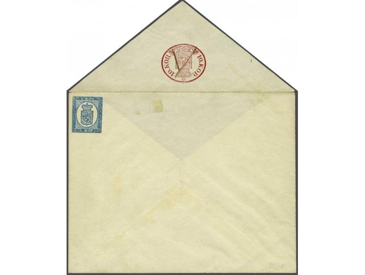 Unused envelop 5 kopeke blue (old value imprint 10 kopeke at reverse invalidated with pencil stroke), fine/very fine, cat.v. 