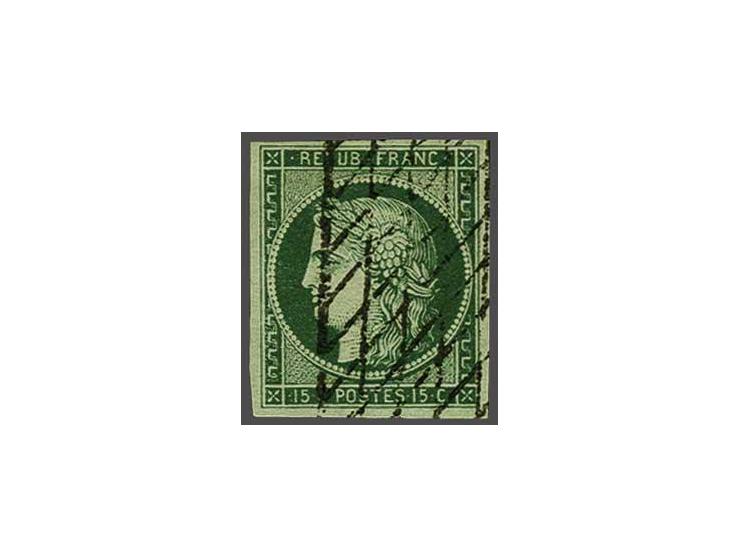 Cérès 15 centimes dark green, very fine used, cat.v. 1200