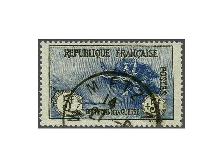 Orphelins 5 francs blue and black, very fine used, cat.v. 2100