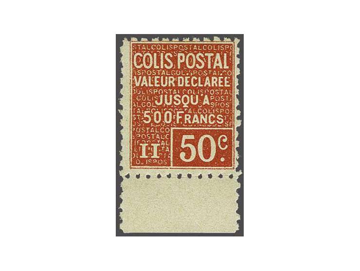 Railway stamps. Valeur Déclarée 50 centimes red with sheet margin, very fine mounted mint, cat.v. 1000