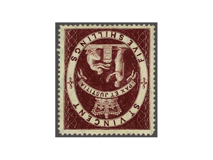 Pax et Justitia 5s. lake with the error watermark Crown CA inverted, a very fine unused ex. (gum a little dried up), cat.v. £