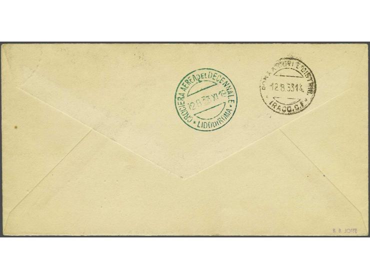 Squadron Flight of General Italo Balbo. Cover carried on the stage New York - Roma with US franking and all relevant cachets,
