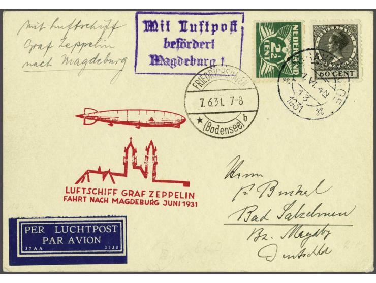 Magdeburg vaart, kaart met 2½ en 60 cent vierzijdige roltanding 7.6.1931, pracht ex., cat.w. 125+